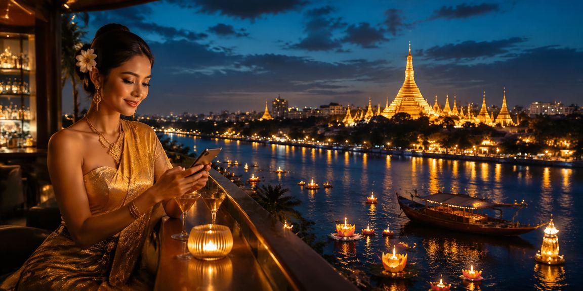 ရန်ကုန်ရှိ ရွှေတိဂုံပုဂ္ဂိုလ်ရုံရှေ့ တိုက်ရိုက်ကာစီနို ကစားနေသူများ